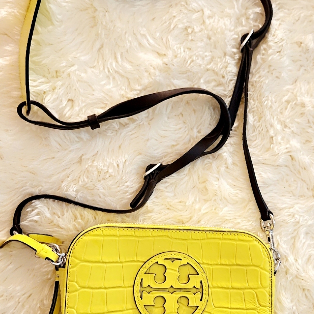 Tory Burch Yellow Crossbody Bag with Black Accents